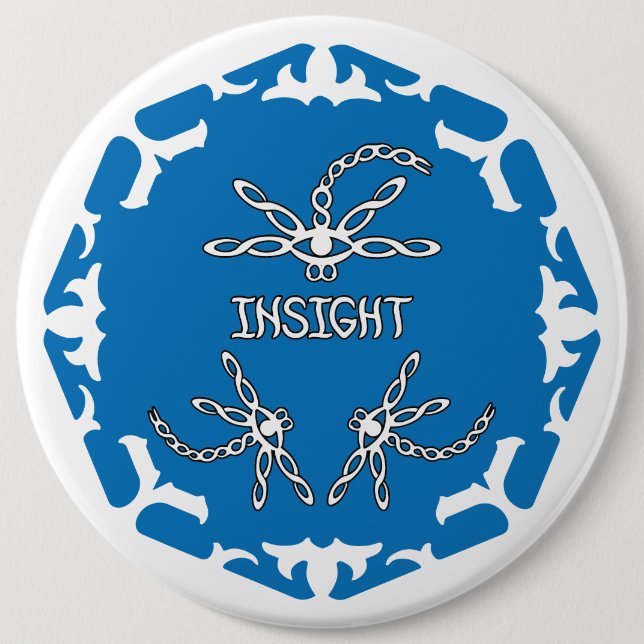 Bóton Redondo 15.24cm Blue, 3rd Eye Chakra "Insight" Dragonfly White BG (Frente)