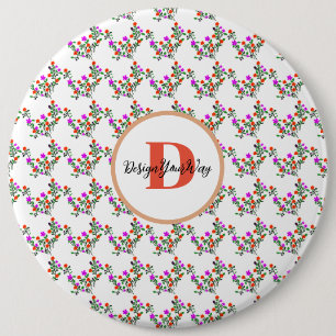 Bóton Redondo 15.24cm boho trendy retro fofo vintage script floral
