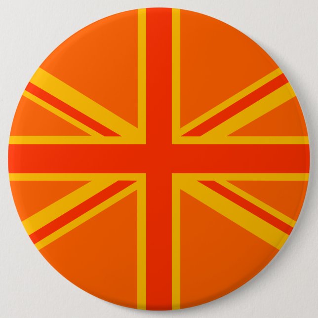 Bóton Redondo 15.24cm Bold Orange Union Jack British Flag Swag (Frente)