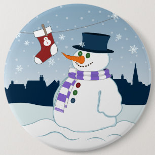 Bóton Redondo 15.24cm Boneco de neve & Natal da meia