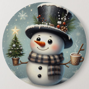 Bóton Redondo 15.24cm Bonito boneco de Natal/Neve de inverno