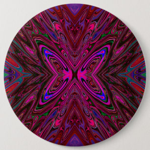 Bóton Redondo 15.24cm Borboleta-Abstrato azul e rosa-quente trippy