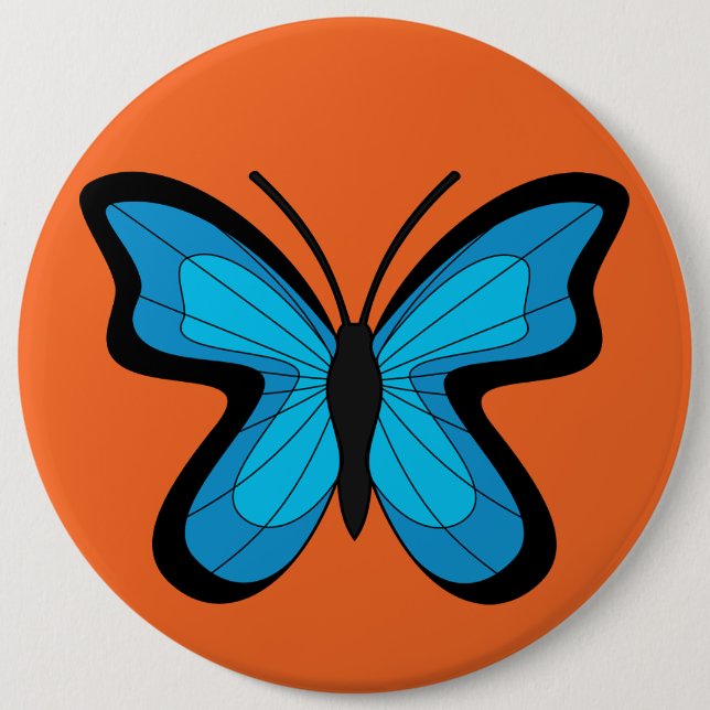 Bóton Redondo 15.24cm Borboleta Azul (Frente)