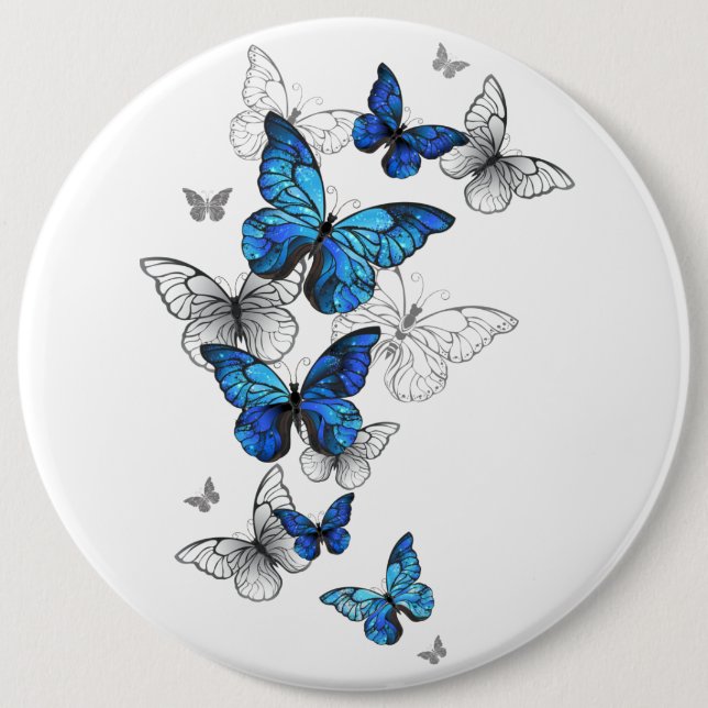 Bóton Redondo 15.24cm Borboletas Azuis Morpho (Frente)