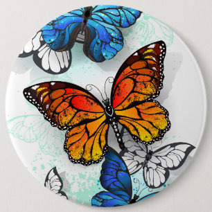 Bóton Redondo 15.24cm Borboletas voadoras Morpho e Monarca