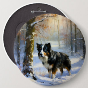 Bóton Redondo 15.24cm Borda Collie Deixe-o nevar no Natal