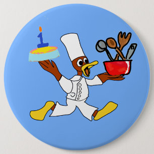 Bóton Redondo 15.24cm Botão Azul de Cartoon do Chef Ducky Kazoo