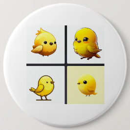 Bóton Redondo 15.24cm Botão com design pequenas aves amarelas bonitas