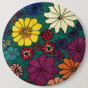 Bóton Redondo 15.24cm Botão de Arte Abstrato "Floral Divertido"