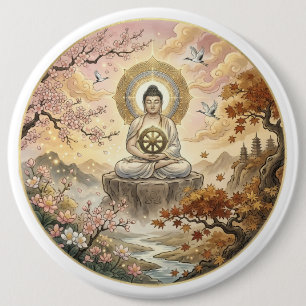 Bóton Redondo 15.24cm Botão de Arte de Meditação Gautam Buddh - Dham Pac