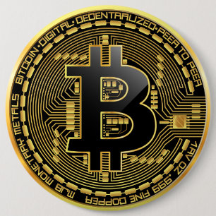 Bóton Redondo 15.24cm Botão de Bitcoin