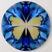 Botão de Borboleta Tie Dye Azul e Dourado