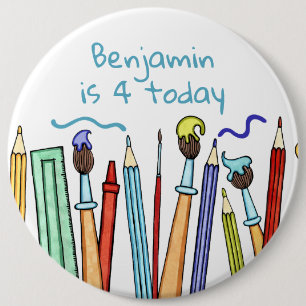 Bóton Redondo 15.24cm Botão de Crachá Lápis e Pincéis Personalizados