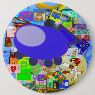 Bóton Redondo 15.24cm Botão de Espaçamento Feliz Aniversário