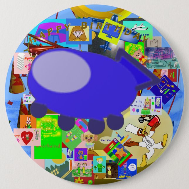 Bóton Redondo 15.24cm Botão de Espaçamento Feliz Aniversário (Frente)