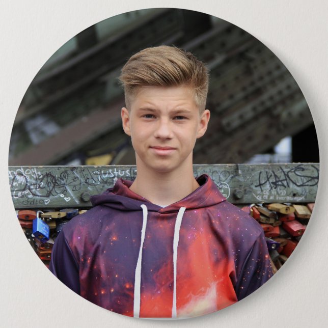 Bóton Redondo 15.24cm Botão de foto personalizado grande (Frente)