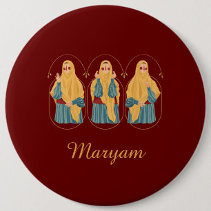 Bóton Redondo 15.24cm Botão de Ilustração Muslimah Personalizado