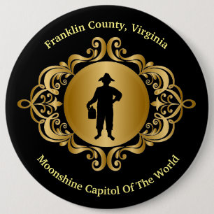 Bóton Redondo 15.24cm Botão de Luz Dourada e Preta do Elgant