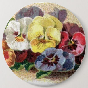 Bóton Redondo 15.24cm Botão dos Pansies do vintage