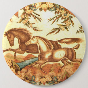 Bóton Redondo 15.24cm Botão equestre do cavalo do vintage