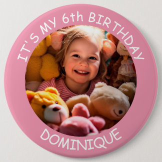 Bóton Redondo 15.24cm Botão Foto Personalizável, Nome E Idade De Anivers