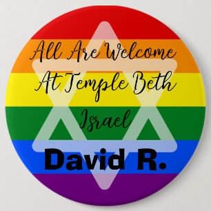 Bóton Redondo 15.24cm Botão judeu de suporte LGBT com Estrela de David