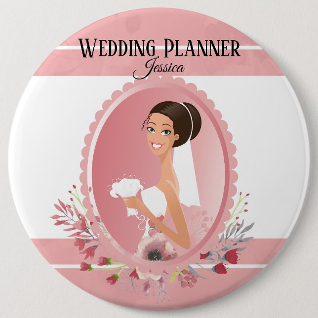 Bóton Redondo 15.24cm Botão Planner de Casamento (Frente)
