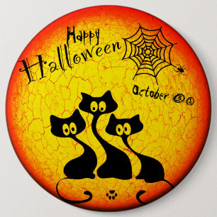 Bóton Redondo 15.24cm Botão redondo Feliz Gatos de Halloween