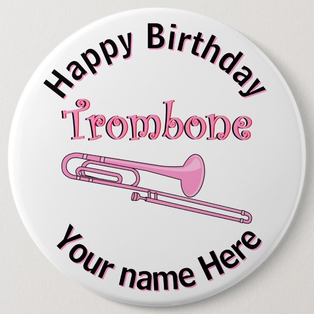 Bóton Redondo 15.24cm Botão Trombone Rosa (Frente)