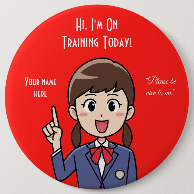 Bóton Redondo 15.24cm Botão vermelho do funcionário do treinador (Frente)