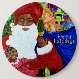 Bóton Redondo 15.24cm Botões de Natal - Presentes do Pai Natal Negro - V