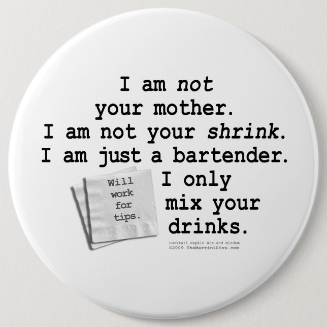 Bóton Redondo 15.24cm Botões, pinos - não seu psiquiatra (Frente)