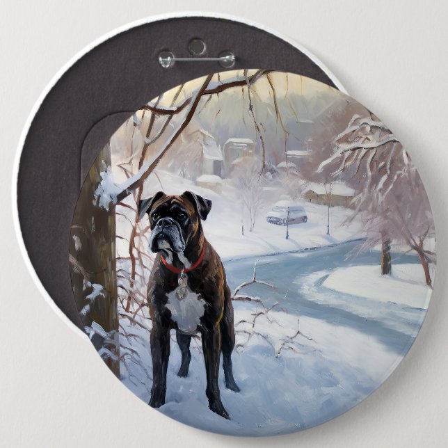 Bóton Redondo 15.24cm Boxer Deixe-o nevar no Natal (Frente & Verso)