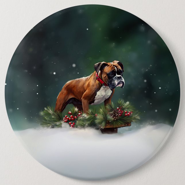 Bóton Redondo 15.24cm Boxer Natal neve inverno (Frente)