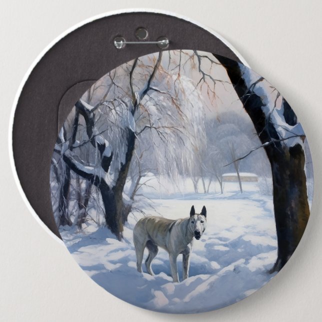 Bóton Redondo 15.24cm Bull Terrier Que Neve Natal (Frente & Verso)