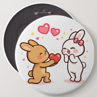 Bóton Redondo 15.24cm Bunny Love Heart Gift Cute Cartoon Design