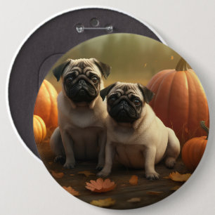 Bóton Redondo 15.24cm Cachorrinho Pug Delícia de Outono Abóbora