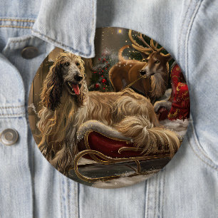 Bóton Redondo 15.24cm Cachorro Afghan Hound Natal Festivo