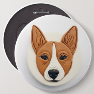 Bóton Redondo 15.24cm Cachorro Basenji Inspirado em 3D
