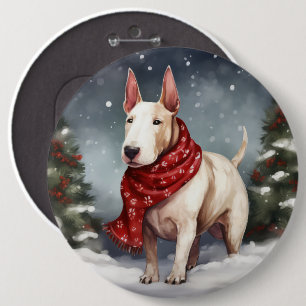 Bóton Redondo 15.24cm Cachorro Bull Terrier na Neve Natal