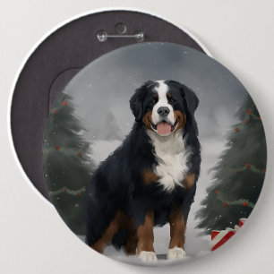 Bóton Redondo 15.24cm Cachorro da Montanha Bernese no Natal da Neve