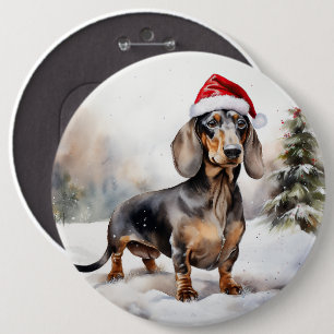 Bóton Redondo 15.24cm Cachorro Dachshund na Neve Natal