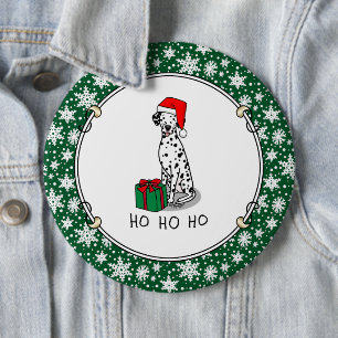 Bóton Redondo 15.24cm Cachorro Dalmaciano de Santa Hat de Natal (preto 1