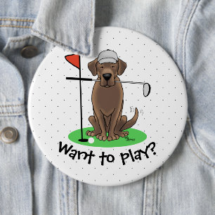 Bóton Redondo 15.24cm Cachorro de chocolate Labrador de golfe - Cachorro