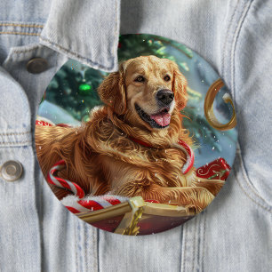 Bóton Redondo 15.24cm Cachorro Golden Retriever Natal Festivo