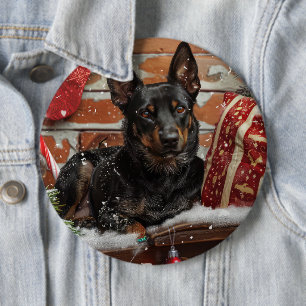 Bóton Redondo 15.24cm Cachorro Kelpie Australiano Natal Festivo