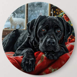 Bóton Redondo 15.24cm Cachorro Labrador Preto Natal Festivo