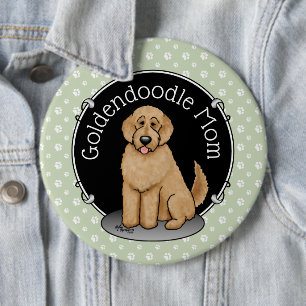 Bóton Redondo 15.24cm Cachorro Mãe Doodle Mãe (ouro vermelha) Cachorro M