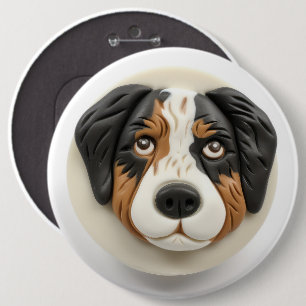 Bóton Redondo 15.24cm Cachorro Pastor Australiano Inspirado em 3D