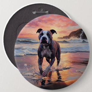 Bóton Redondo 15.24cm Cachorro Sandy American Staffordshire na Praia ao 